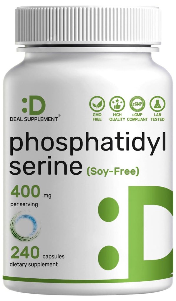 Fosfatidilserin dodatek, 400 mg Serviranje, 240 Kapsule – Soy Free Sončni lecitin Vir