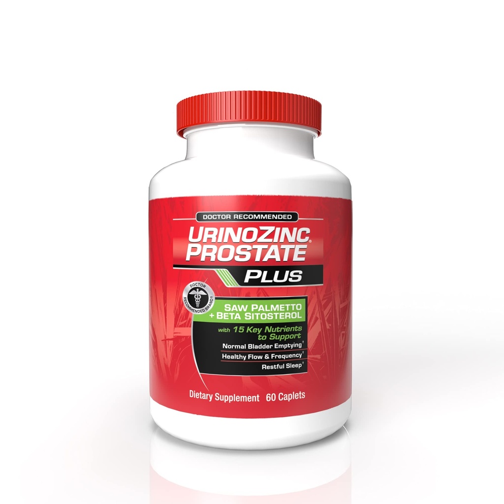 Urinozinc prostate Plus, žaga Palmetto & Beta sitosterol dodatek za moške, zmanjšanje pogosto uriniranje (1 mesec dobave, 60 števec)