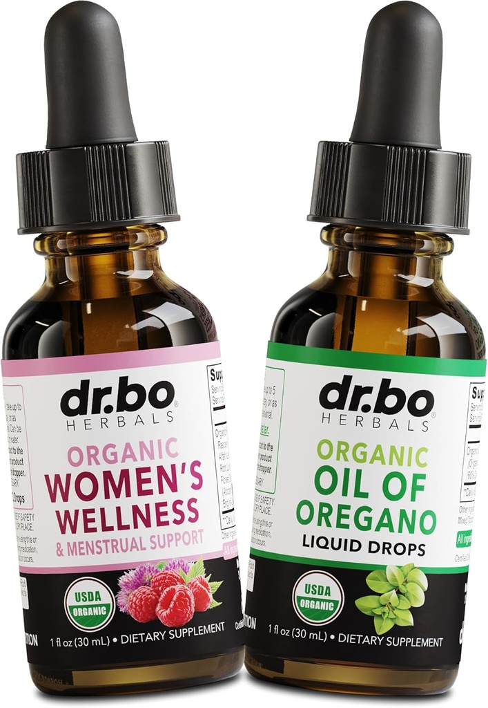 Hormonsko ravnovesje za ženske & Origano Oil Organic Tekočih kapljic - Ženski Wellness Organic Hormonal Balance & Menstrual Cramp Period Podpora - Oil of Origano kapljice Tinkture Extract Čisti razstrupitev