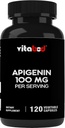 Apigenin 100 mg na serviranje - 120 Rastlinske kapsule - Izvleček surove rastline iz kamilice Cvet - Nenavadno oblikovanje – Aktivni bioflavonoidi in antioksidanti