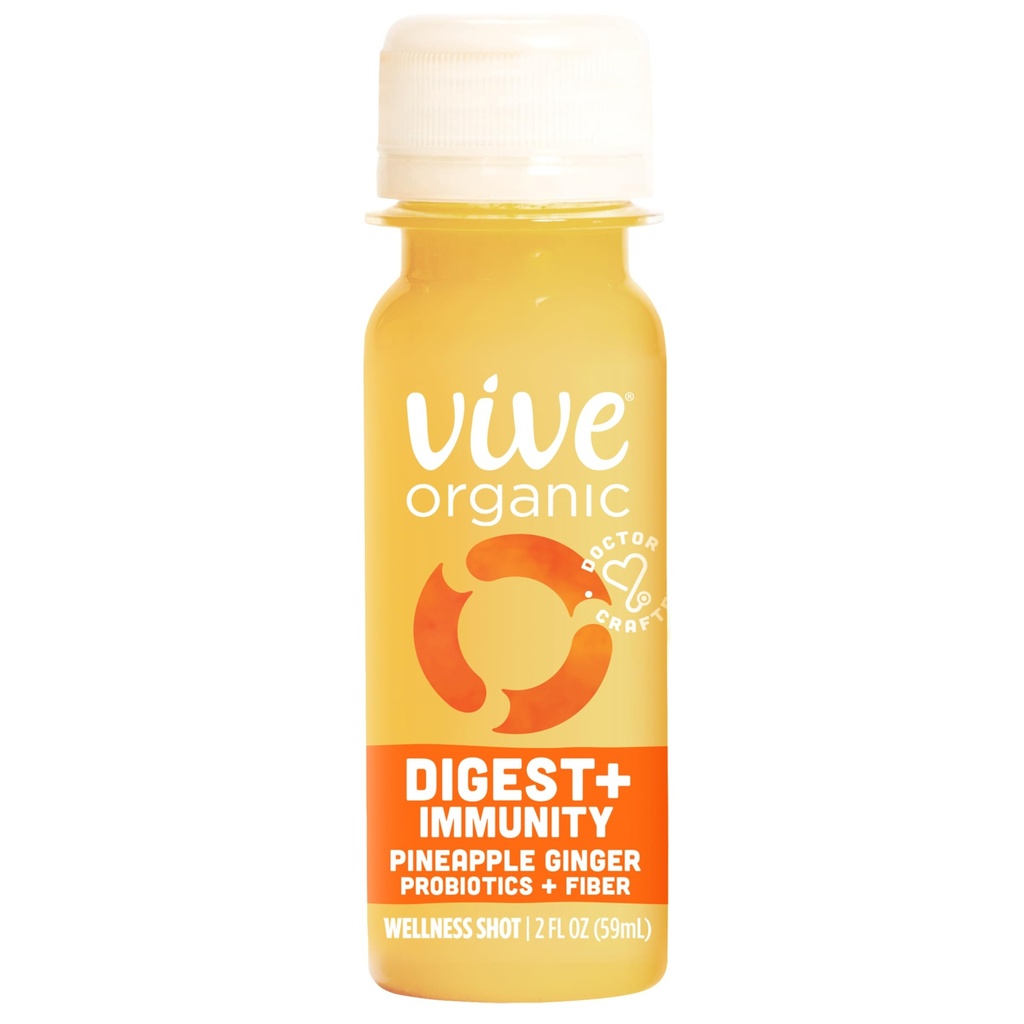 Živa organska prepustnost + Imuniteta Ananas ingver Wellness Shot, 2 fl oz steklenica