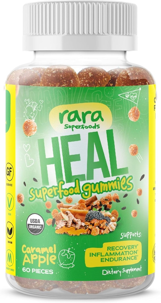 HEAL Mind & Body recovery USDA Certified Organic Gummies – Natural Recovery Support, Vegan & Gluten-free, Infunded with Wild Turmeric, Wild Ceylon Ginger & Chaga (60 Gummies, HEAL)