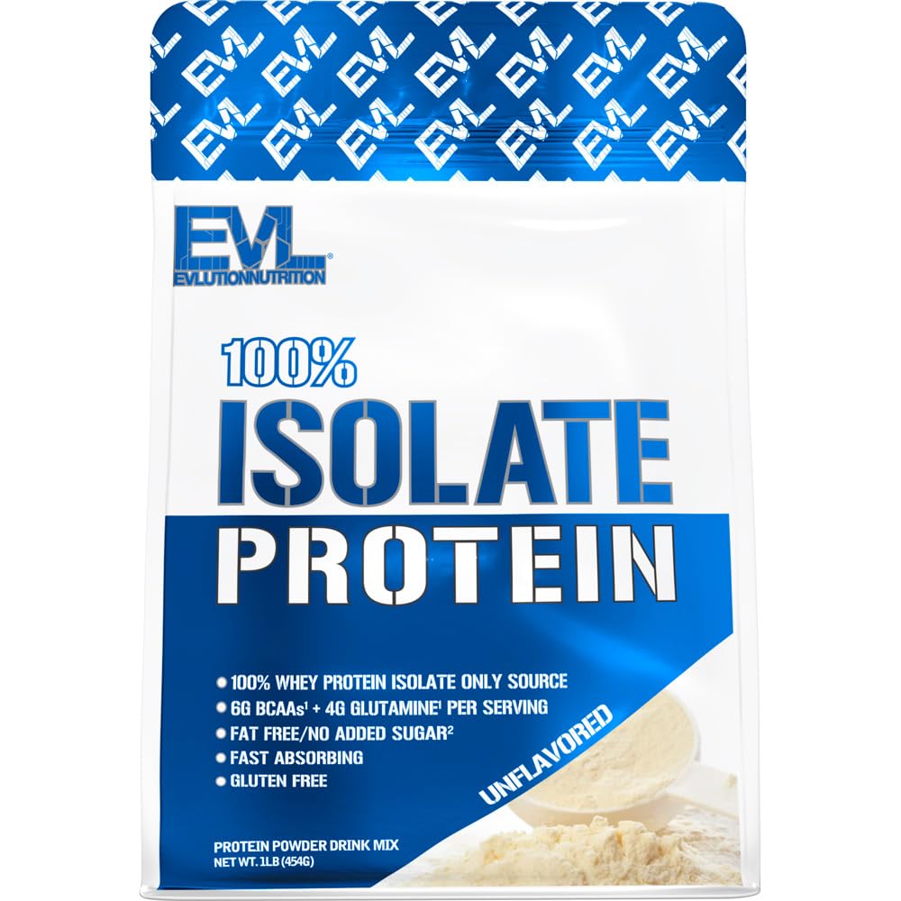 Evalucijska prehrana 100% izolat, sirotkini izolati beljakovin v prahu, 25 G hitro absorbiranih beljakovin, brez dodanega sladkorja, brez ogljikovega dioksida, brez glutena (nearomatizirana, 1 LB)