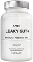 Amen Leaky Gut Supplement - Napredna formula z biorazgradljivim L glutaminom, cinkom, kurkuma, DGL Licorice Root - Marshmallow Root - Probiotiki in fermentirani prebiotiki - Vegan, Non-GMO - 90 kapsul