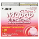 MAJOR Otroški Mapap Acetaphen 160 mg Žvečljive tablete - bolečine Reliever/Fever Reducer - Aspirin Free - Ibuprofen Prost - za starost od 2 do 11-24 Število (1 pakiranje)