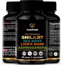 Shilajit, Sea Moss, Lion's Mane in Ashwagandha Kapsule - celovit vse-v-enem Wellness dodatek za um, telo in vitalnost - 60 veganskih kapsul