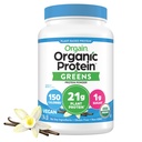 Orgain Organski Vegan Protein Powder + Zeleni, Vanilla Fižol - 21g Rastlinski proteini, Brez glutena, Brez mleka, Brez laktoze, brez soje, brez sladkorja, z železom in prebiotiki za zdravje Gut - 1,94lb