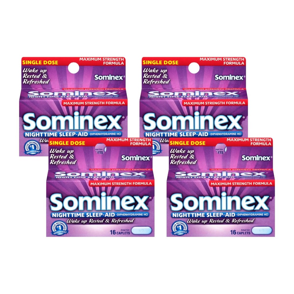 Sominex nočno spanje-Aid Caplets, največja moč, 16-Cunt škatle (paket 4)