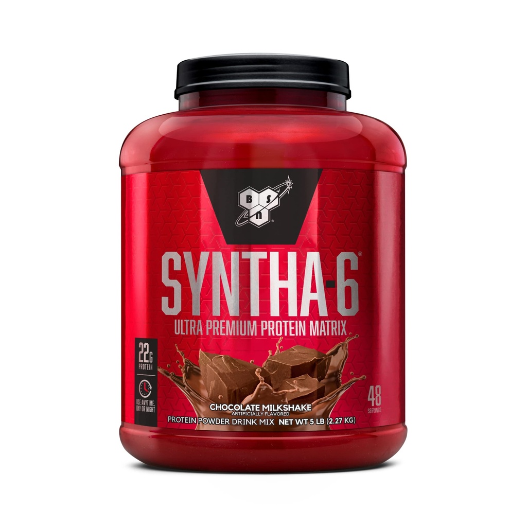 BSN SYNTHA-6 Whey Protein v prahu z micellarnim kazeinom, izolatom mlečnih beljakovin, čokoladnim mlečnim napitkom, 48 obrokov (Packaging May Vary)
