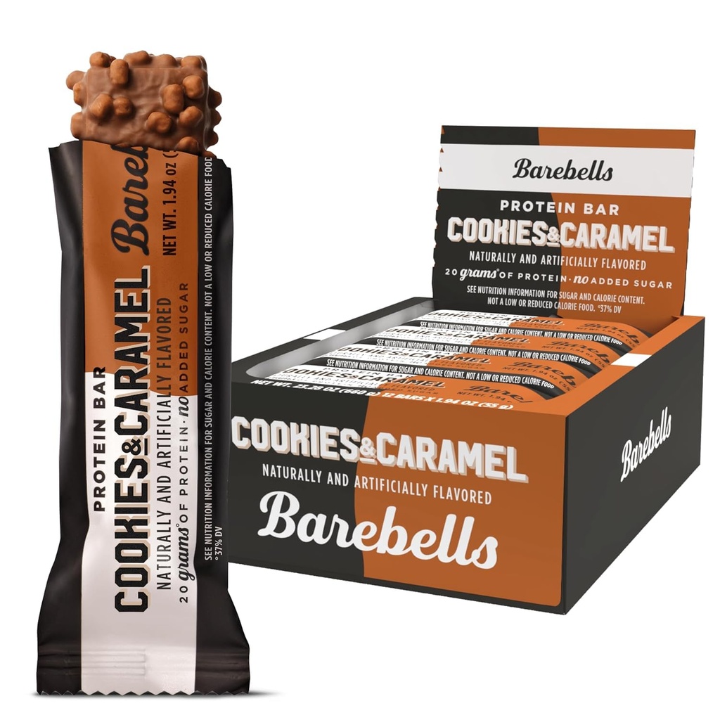 Barebells Beljakovinske čokoladice Piškotki in karamela - 12 Count, 20g Visoke Beljakovinske dobrote - Čokoladna čokolada s 1g celotnimi sladkorji - na-the-Go zajtrk ali post-workout prigrizek