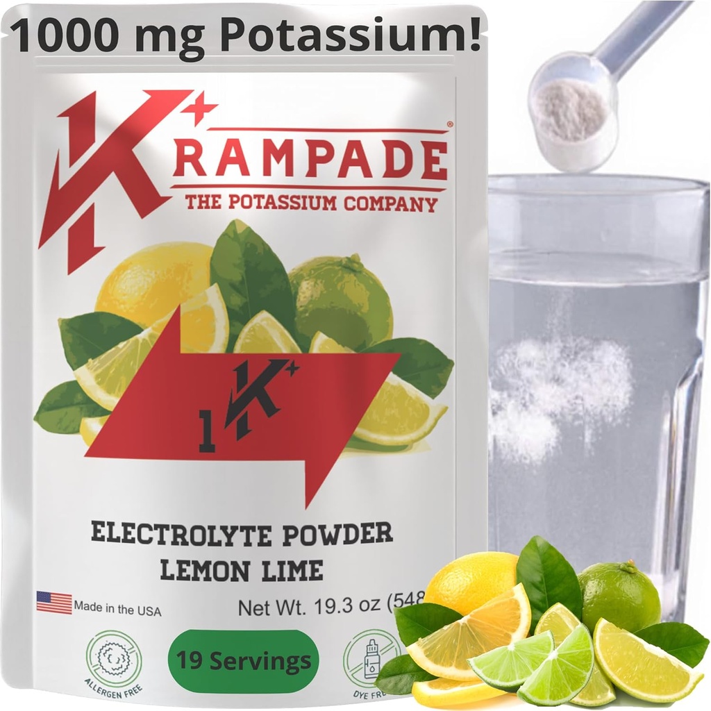 Krampade Original 1K: 1000 mg Kalijev Cramp Relief Elektrolitni prašek 