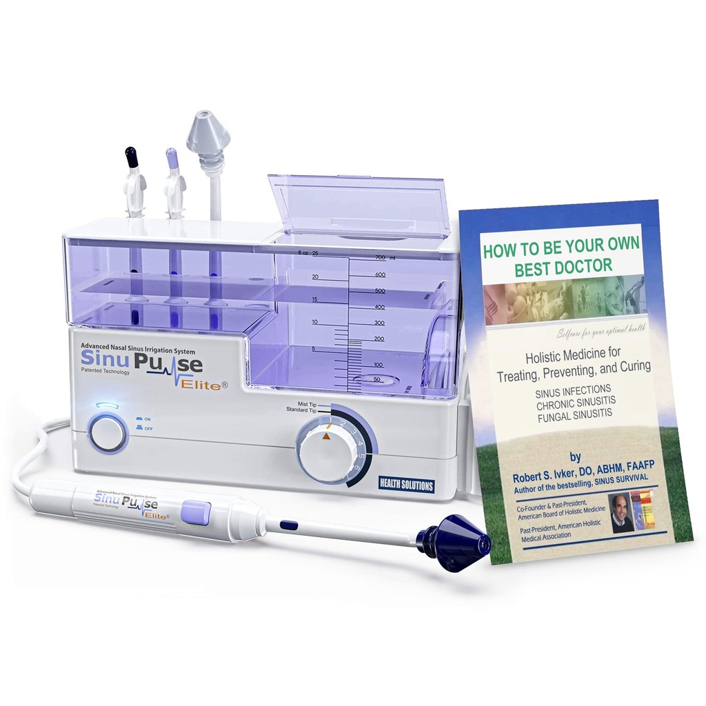 SinuPulse Elite Advanced Nasal namakalni sistem, Pulsating Nasal Congestion Relief & Sinus Rinse Machine, bolj učinkovito kot Neti Pot, Nose Spray ali Nasal Pralni steklenice, s 30 SinuAir paketi