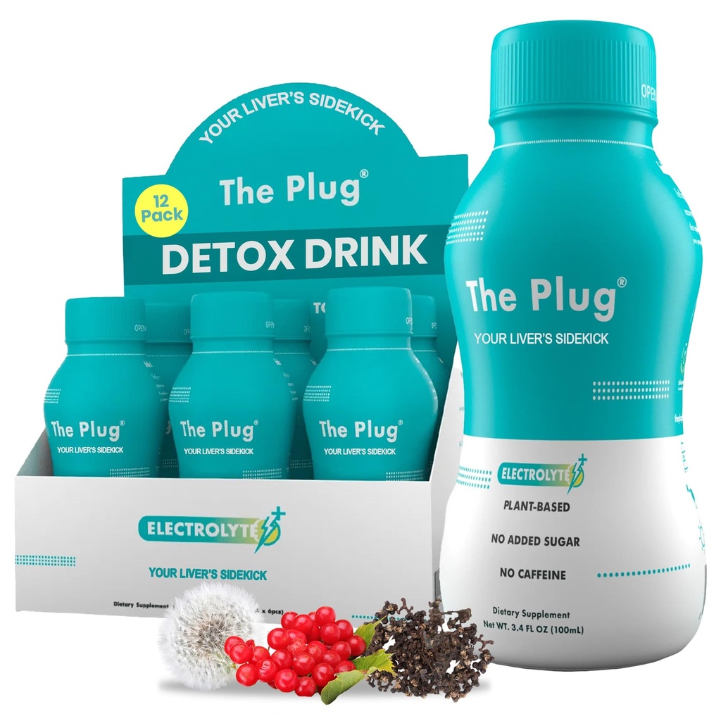 Plug Jetrna čistila Detox in popravila Drink Elektroliti Organic Herbal Liquid Razstrupljanje Body Rastline Dodatek Podpora Teža Izguba naravnega zdravja Hidrate Sports Energija Immuniteta Shots Minerali Vitamini
