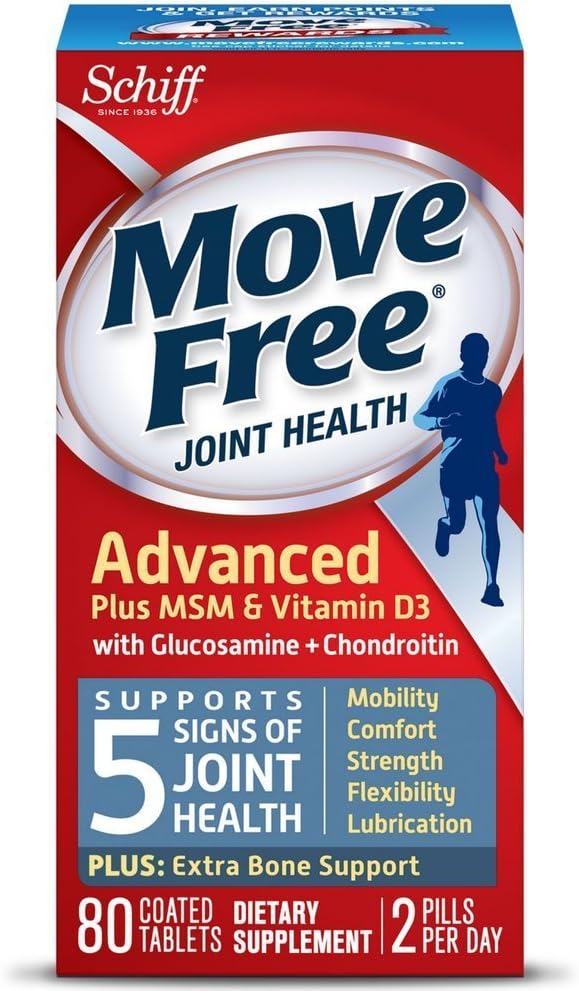 Move Free Advanced Plus MSM in vitamin D3, 80 tablet - Skupni zdravstveni dodatek z glukozaminom in hondroitin (paket z 2)
