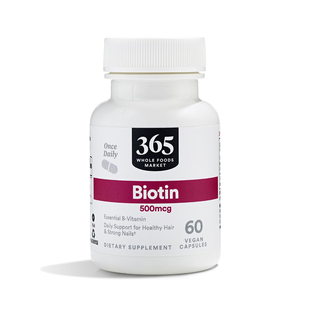 365 po celotnem živilskem trgu, Biotin Vegetarijanske kapsule, 500 MCG, 60 CT