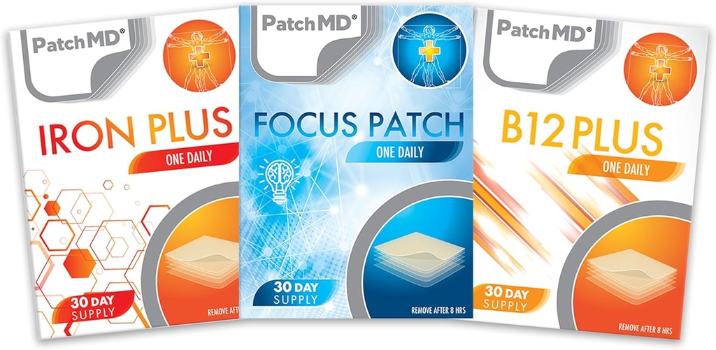 Iron Plus, B12 Energy Plus, & Focus Topic Patch paket - 30 dni dobave