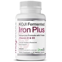 Koji Fermentirano železo Plus - železov dodatek z vitaminom C, vitaminom D3 in folatom za podporo krvi, enostavno Absorbirano in biorazpoložljiv, želodčno, Vegansko, Ne-GMO - 60 kapsul