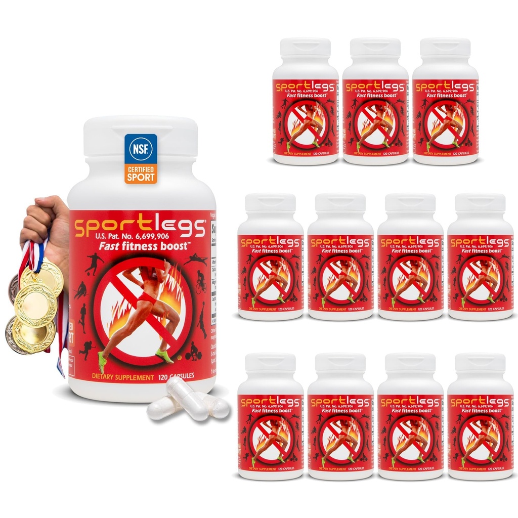 SPORTLEGS Fast Fitness Boost Pred treningom za moške in ženske, laktna kislina dodatek, šport vzdržljivost gorivo, vzdržljivost dopolnila za runners - NSF Certified for Sport,120-kapsule steklenica, pakiranje 12