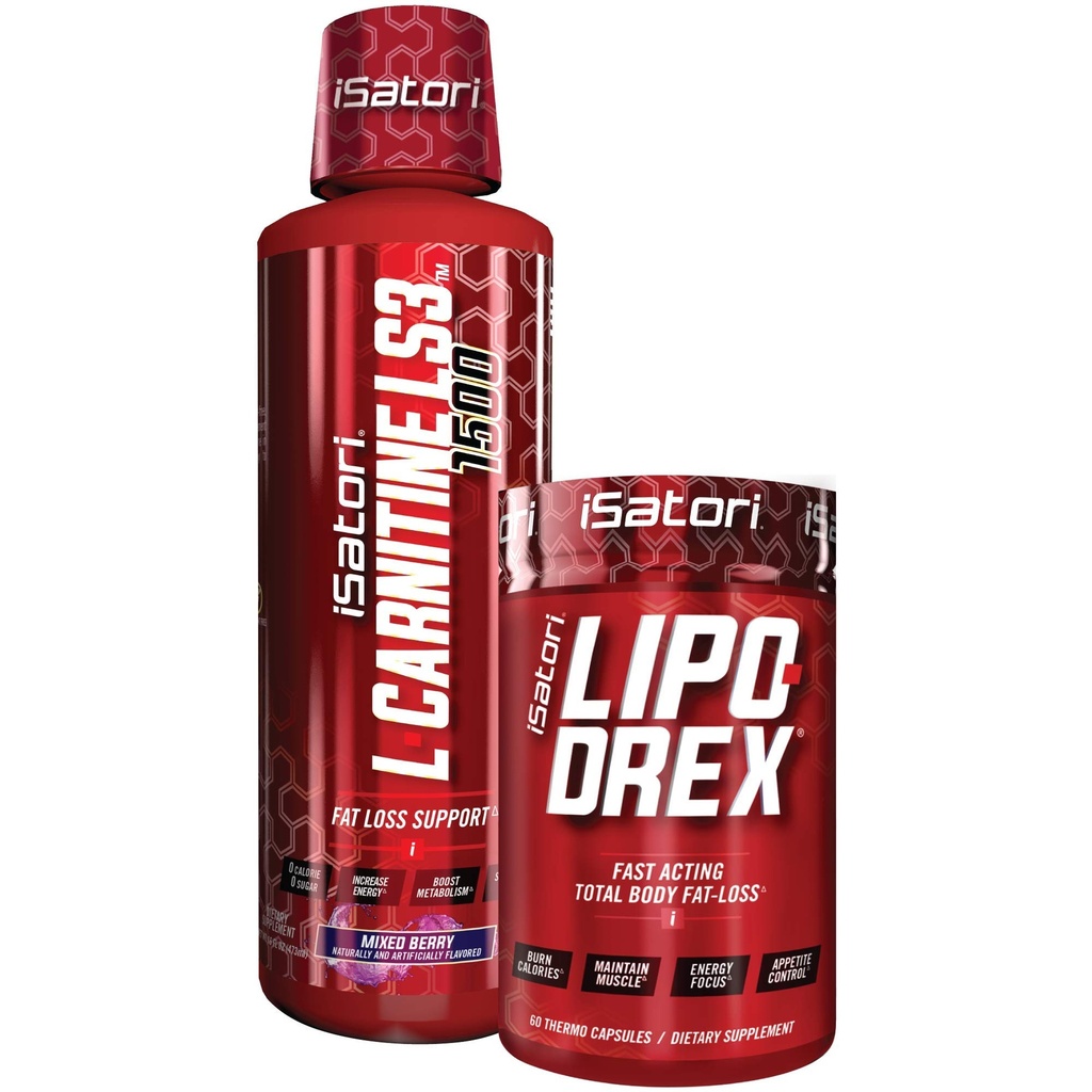 iSatori Lipo-Drex Fat Loss Termogenska formula - hitro delujoča hujšanje - Apetitni supresant (60 kapsul) L-karnitin Tekoči maščobni gorilnik in metabolni aktivator - mešano jagodičje (32 servingov)