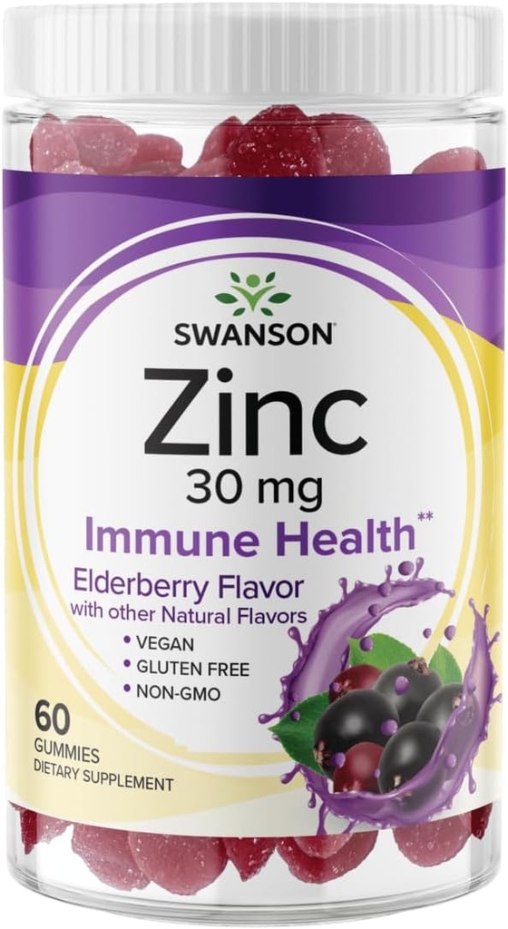 Swanson Cinch Gumies - Vse naravne vitaminske dopolnilo za spodbujanje antioksidantne dejavnosti & Bodili obrambo - pomaga podpirati vaš imunski sistem & zdravo telo - (Elderberry, 60 Gummies)