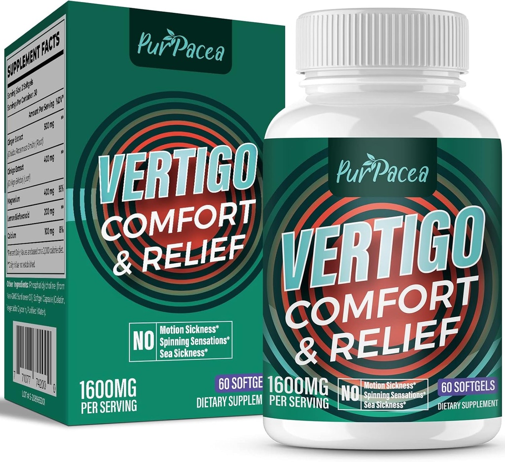 Liposomski Vertigo Dodatek 1600MG, Napredna absorpcijska formula, Naravni notranji Uho Balance dodatek z Ginger & Ginkgo Biloba Extract, 60 Softgels, 30-dnevni dobave