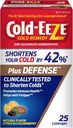 Cold-Eeze Plus Defense Natural Citrus z bezgovim cinkom Lozenges, Homeopatic Cold Remedy, skrajša skupne hladne simptome, spodbuja imuno zdravje s Sambucus Nigra, Echinacea in Rose HIPS, 25 Ct