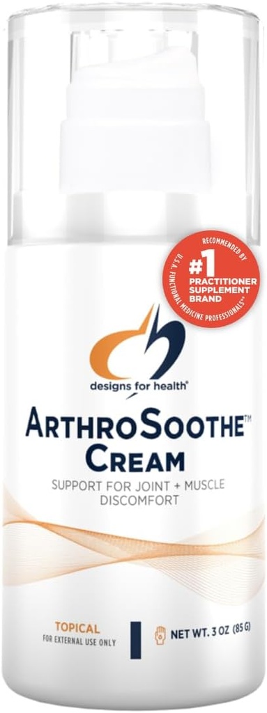 Designs for Health ArthroSoothe Cream - Muscle & Joint Support Topic Lotion - Lastnosti Hyaluronska kislina & glukozamin - Izdelano s peppermint, Eucalyptus & Tea Tree Essential Oils - Non-GMO - 3 oz