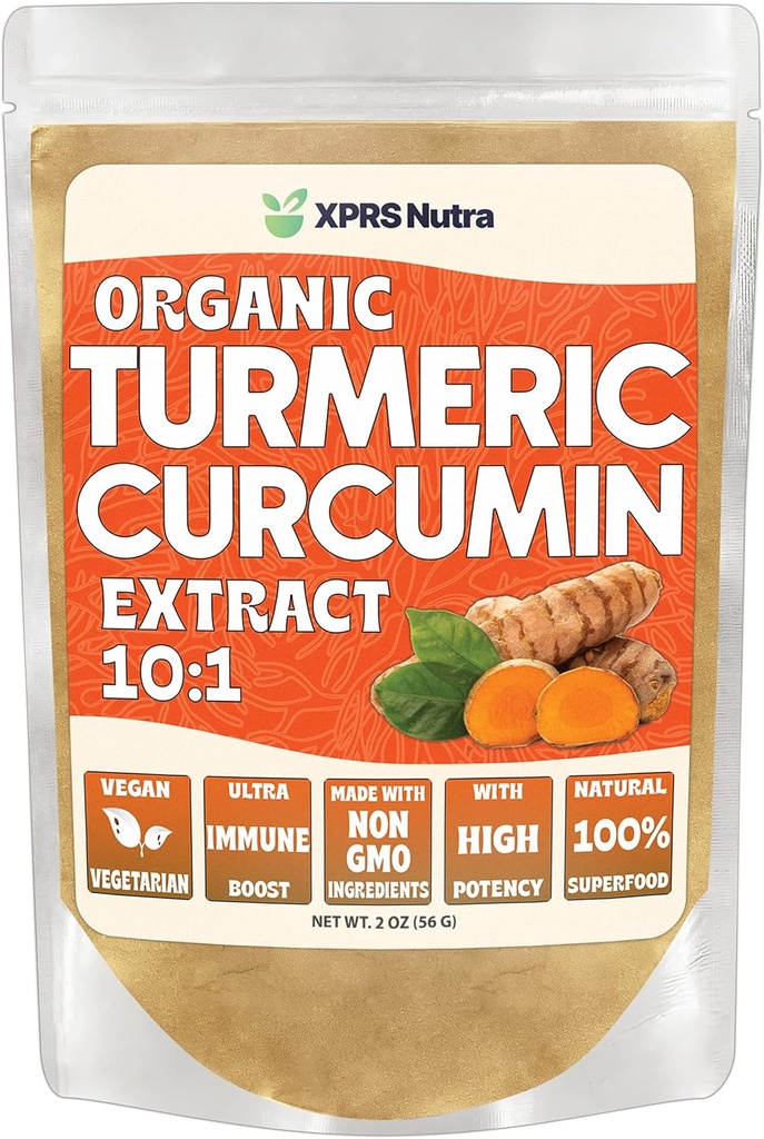 XPRS Nutra organska kurkumin v prahu ekstrakt 10:1 - Premium USDA organski kurkumin v prahu za imuniteto - Vegan prijazno čist kurkumin za Gut Health (2 Ounce)