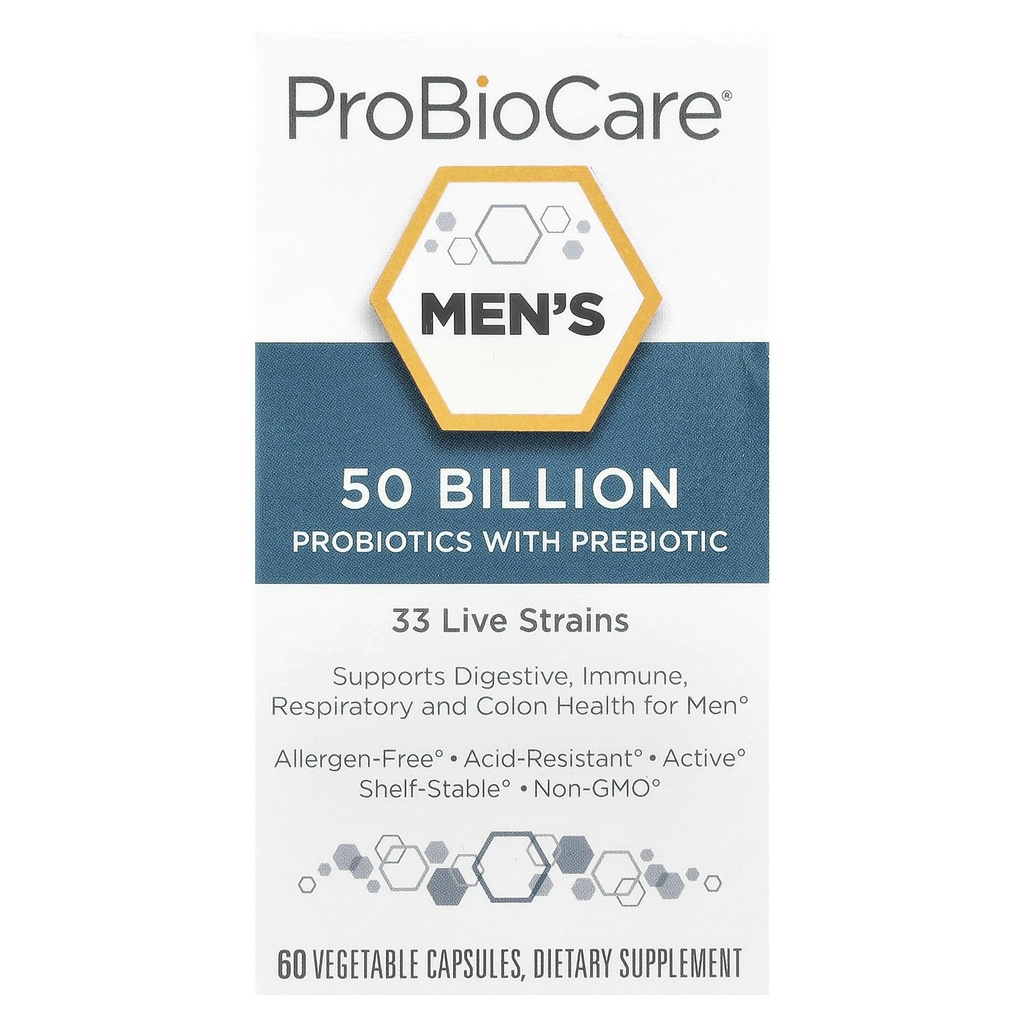 Probiotik za moške - 50 milijard CFUs, podpira prebavno zdravje in ravnovesje črevesne flore, spodbuja splošno Wellness, in krepi imunski sistem (60 rastlinskih kapsul)