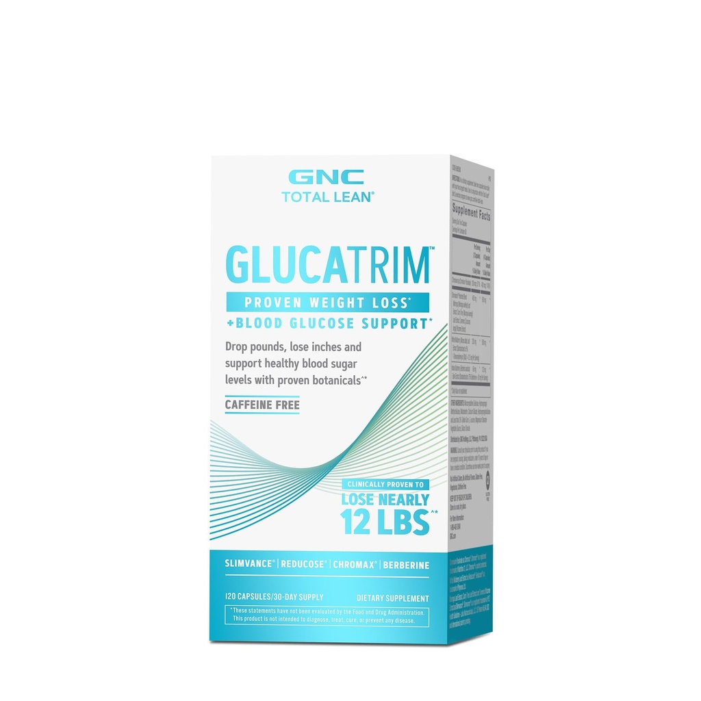 GNC skupaj lean GlucaTrim, 120 kapsul, brez kofeina, 60 postrežb