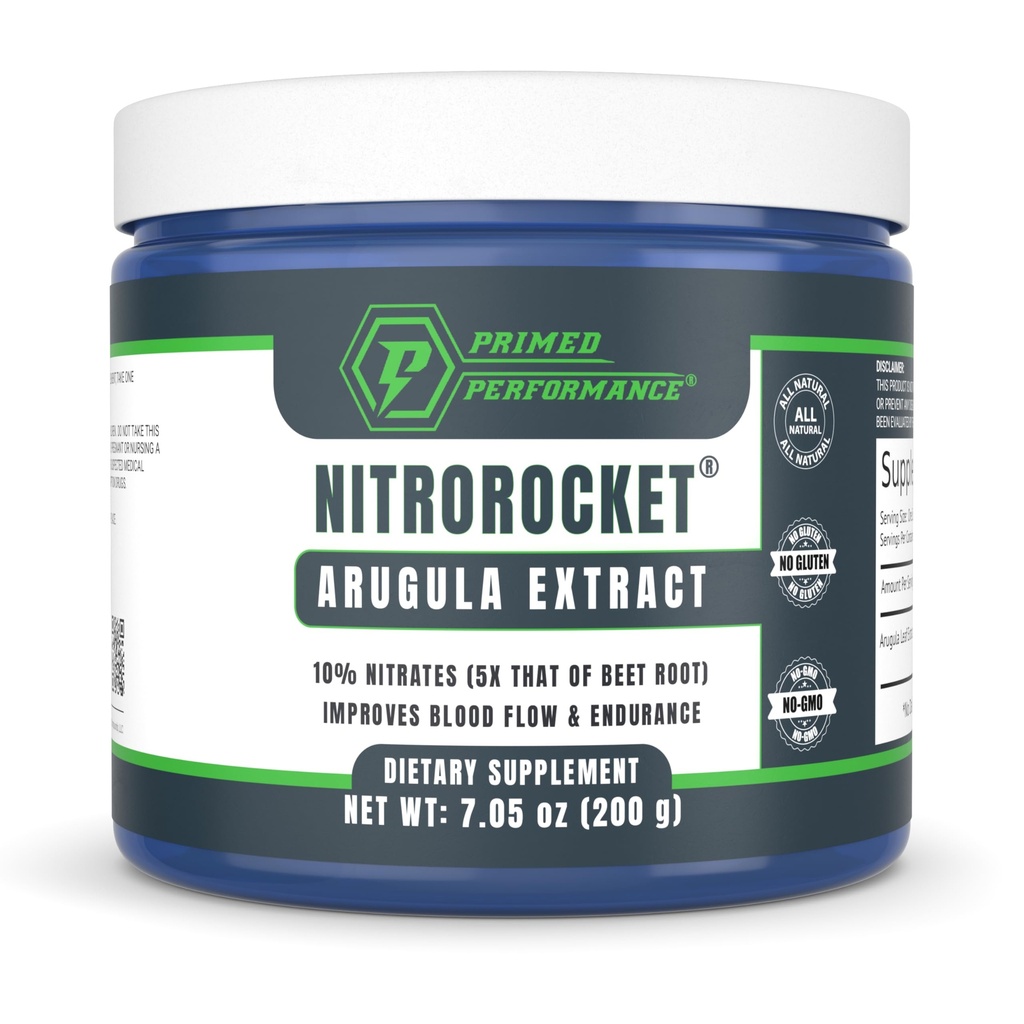 NitroRocket dušikov oksid dopolnilo – Boost Circulation, pretok krvi, vzdržljivost in energija – Rastlinsko-bazni Nitratni booster za moške in ženske – 200g prahu