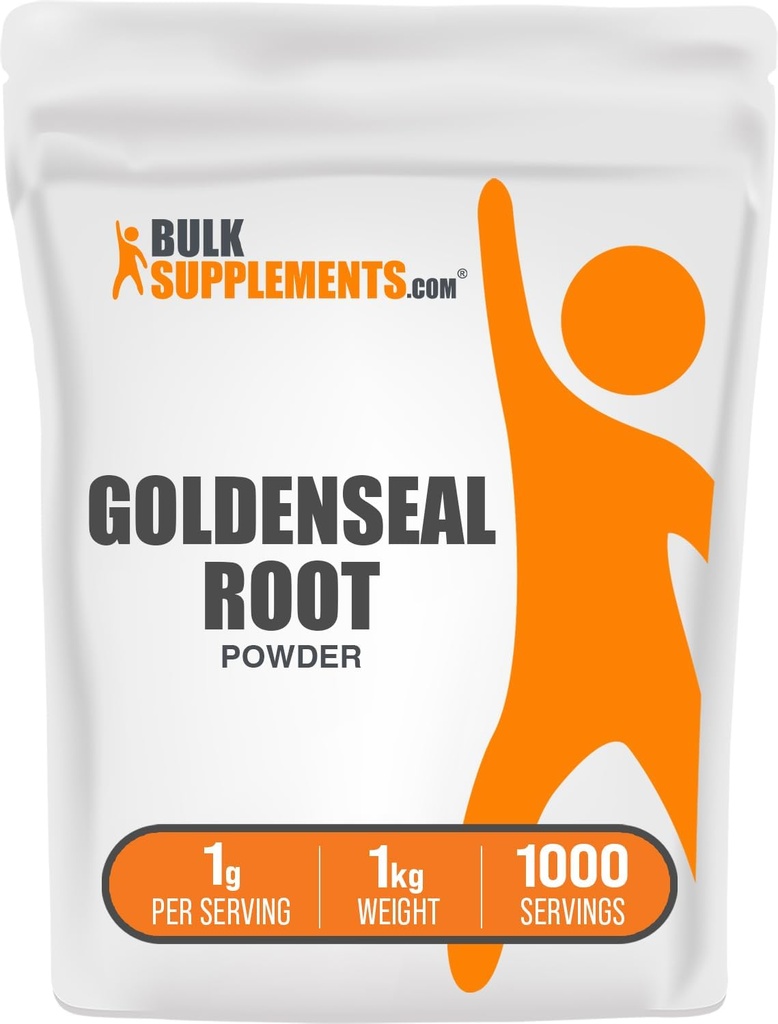 BulkSupplements.com Goldenseal Powder - Zeliščni dodatek, pridobljena iz korena Goldenseal - Vegan & Gluten Free, 1g na serviranje, 1kg (2,2 lbs) (Pack of 1)