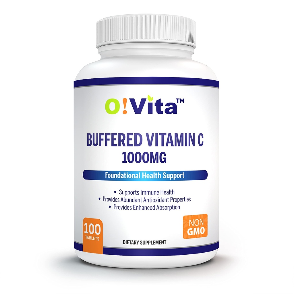 Puferirani vitamin C 1000 mg za podporo imunskega zdravja, 100 puferiranih tablet brez GMO, 100- dnevna oskrba