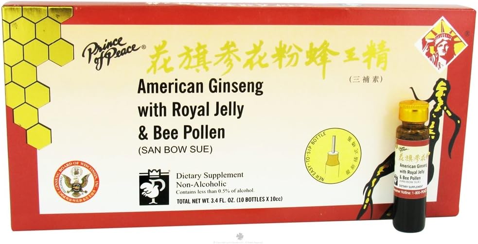 Amer ginseng z Royal Jelly Bee Pollen (10 eno serviranje steklenice)