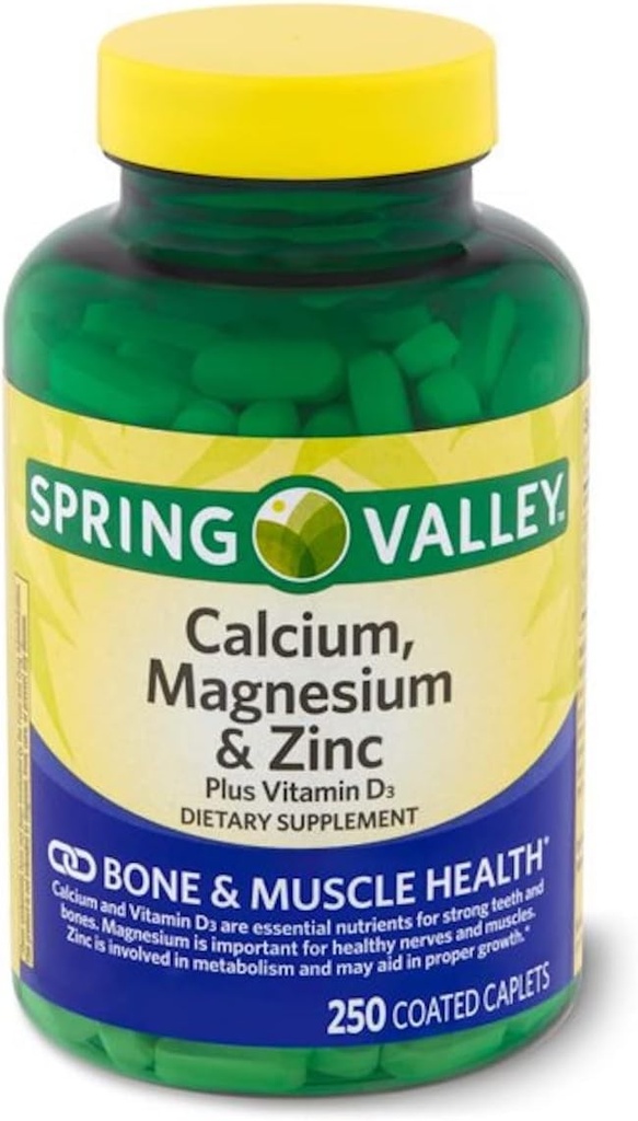Spomladanska dolina - Kalcij Magnezij in cink, Plus Vitamin D3, 250 Obložene kapsule