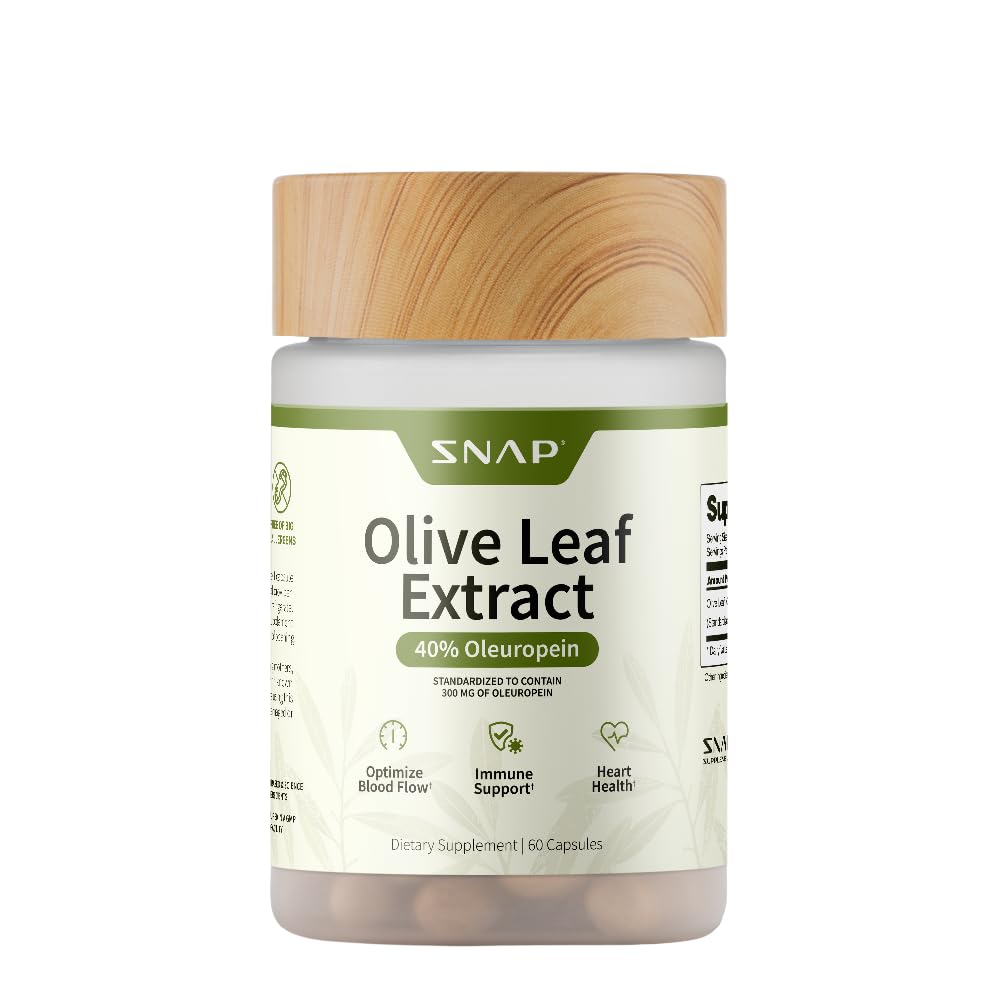 Snap dopolnila Olive Leaf Extract kapsule - Super Jakost 40% Oleuropein za podporo pretoka krvi, Izboljšati digescijo, Antioksidant Boost dodatek, Izboljšati delovanje možganov (60 kapsul)