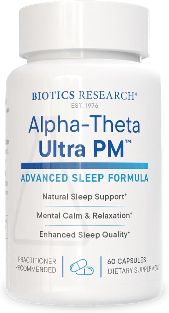 Biotics Research Alpha Theta Ultra PM L Theanine, Pasijonka, Lemon Balm, podpira GABA, Serotonin, Regulira cirkadianske ritme, 60 kapsul