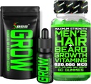 Beard rastni komplet w/Grow XXL Bradavo olje/Serum za rast las za moške + Največja moč 620.000mcg 14-v-1 BIOTIN Facial las rast vitamini za moške - Formulirana v Ameriki