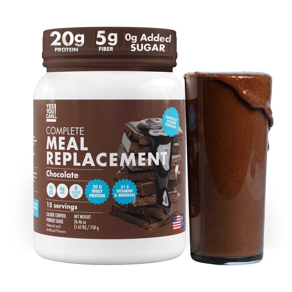 Da, lahko! Nadomestni pretres - 20G proteini, 5G fiber, 21 Vitamini in minerali, 0G dodan sladkor - Nadomestni obrok beljakovin v prahu - Popolna All-in-One Nutrition - 15 Servisi (Chocolate)