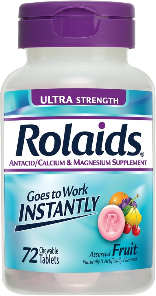 Rolaids Antacid Kalcij & magnezij dodatek Ultra jakost tablete, sadje 72 ea