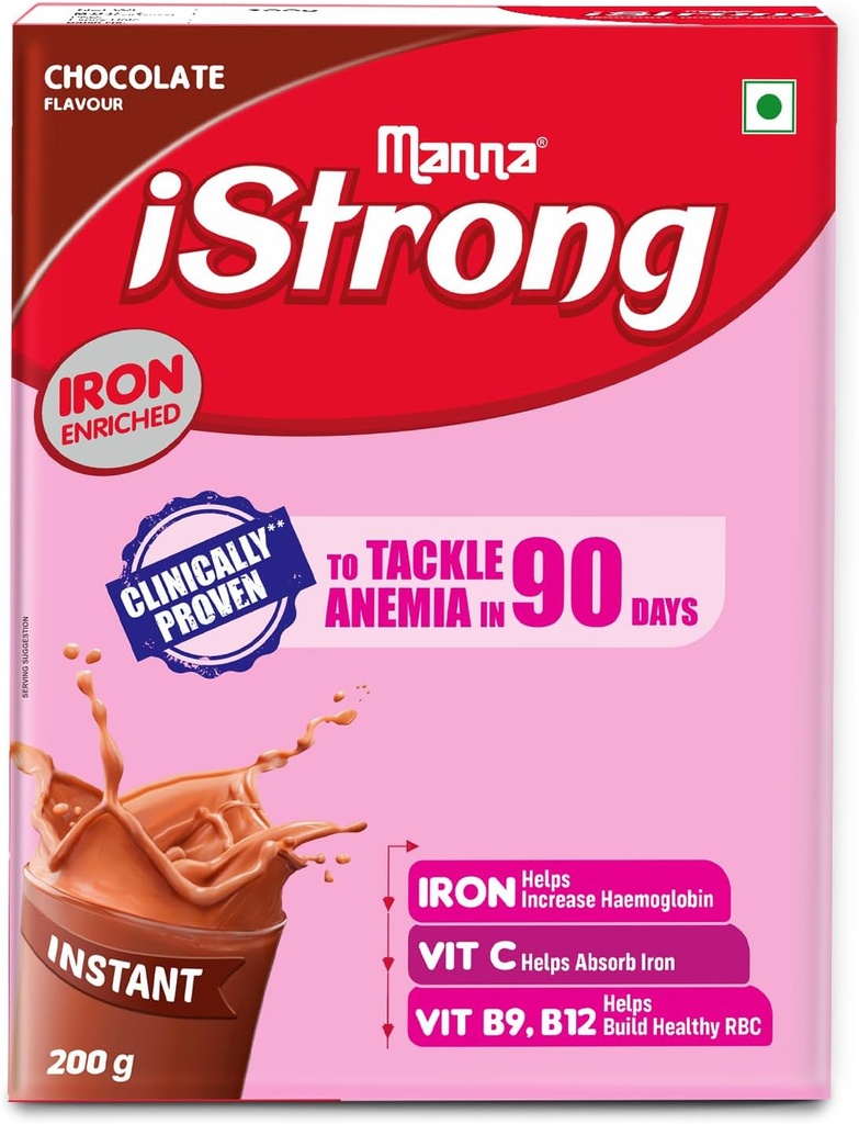 Manna i Strong 400g Iron Fortified Womens Health Drink Mix (Chocolate) Iron Supplement Iron Lock Formula z VIT C, B9, B12