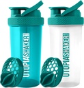 Utopija Domov Beljakovine Shaker steklenička - (Pack of 2) 28-Ounce Shaker steklenice za mešanice beljakovin - Fitness Sports Classic Mixer Shaker steklenička (Teal & Clear/Teal)