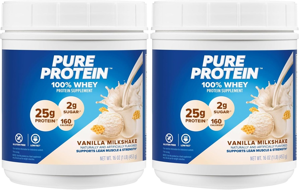 čisti proteini v prahu - Whey, visoke beljakovine, nizek sladkor, gluten-free, vanilija krema aroma - 1 lb (pakiranje maj Vary) (paket z 2)