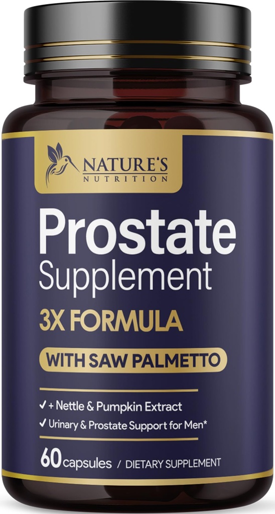 Prostata Health Supplements for Men 1000mg - 3X Jakost z žago Palmetto Mešanica Stinging Nettle Root & Bucco Seme Support Complex - Podpora Kopalnica Izleti Prostate & urinarno zdravje - 60 kapsul