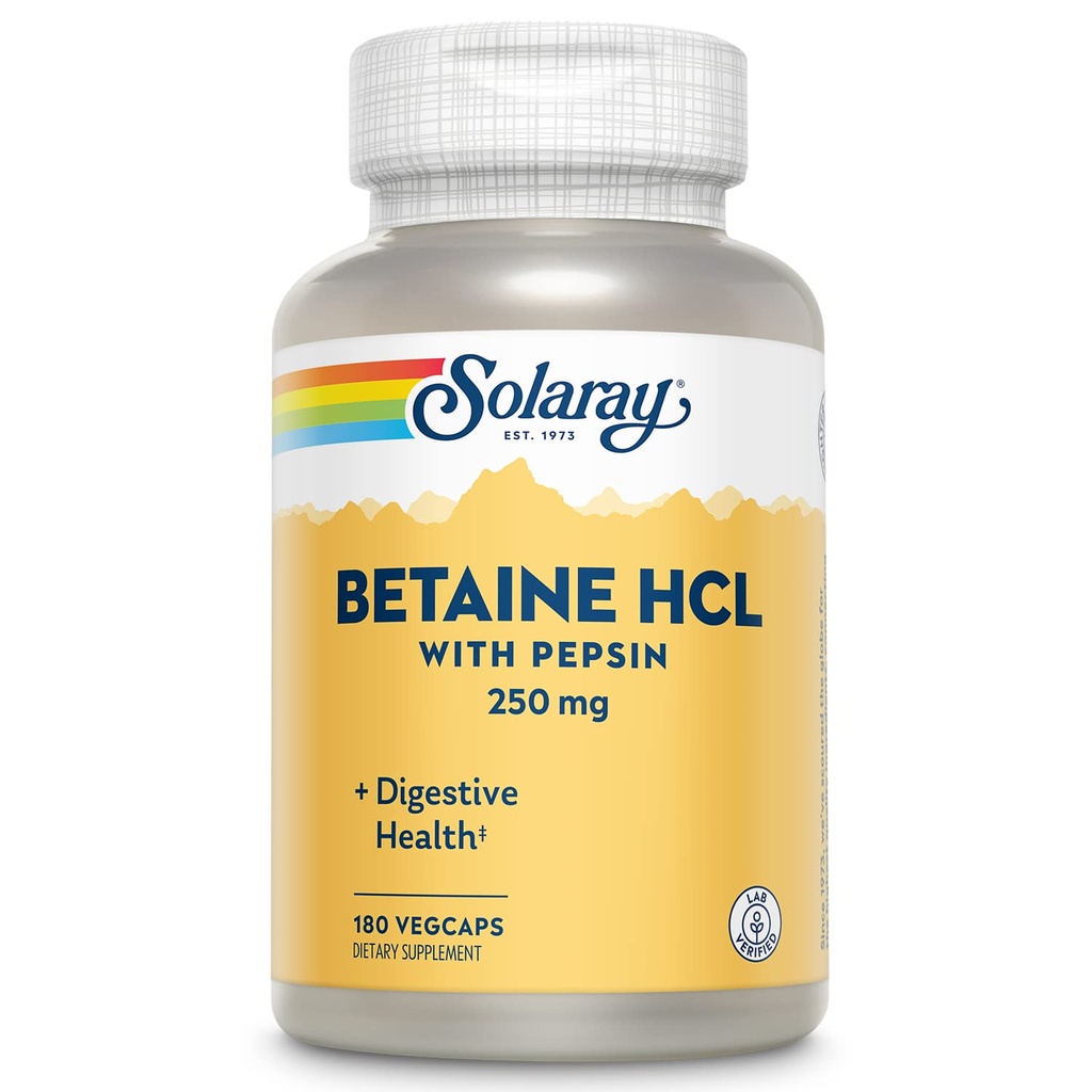 Solaray - HCl s pepsinom - 250 mg - 180 kapsul