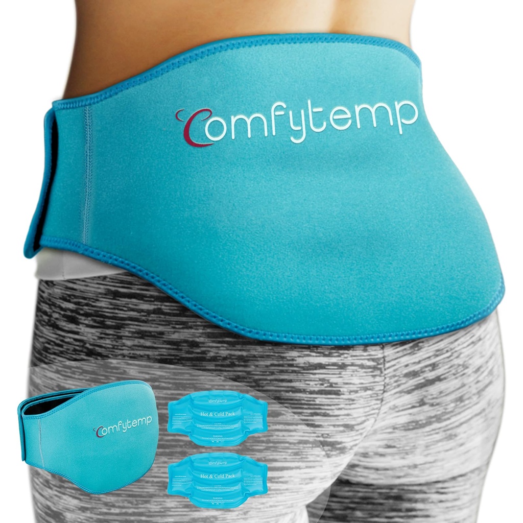 Comfytemp Ice Pack za lajšanje bolečin v hrbtu, 2 paketa, FSA upravičen, ponovno uporabo Gel spodnji hrbtni ovoj Ice Brace za Išias poškodbe, vroče hladno stiskanje za spodnji Lumbar, pas, moški ženske po operaciji darilo