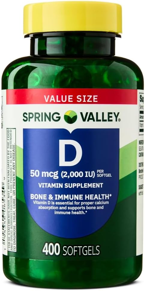 Spomladanska dolina Vitamin D3 Dodatek Softgels, 2000 IU, 400 Count - Nov videz