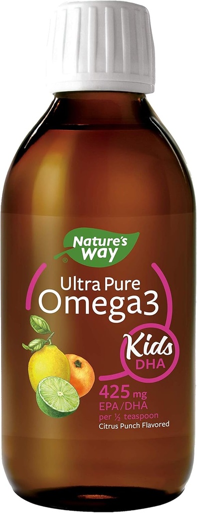 Naravna pot Ultra Pure Omega-3 Otroci DHA Liquid Fish Oil dodatek, Citrus Punch Flavor, 8 Fl Oz