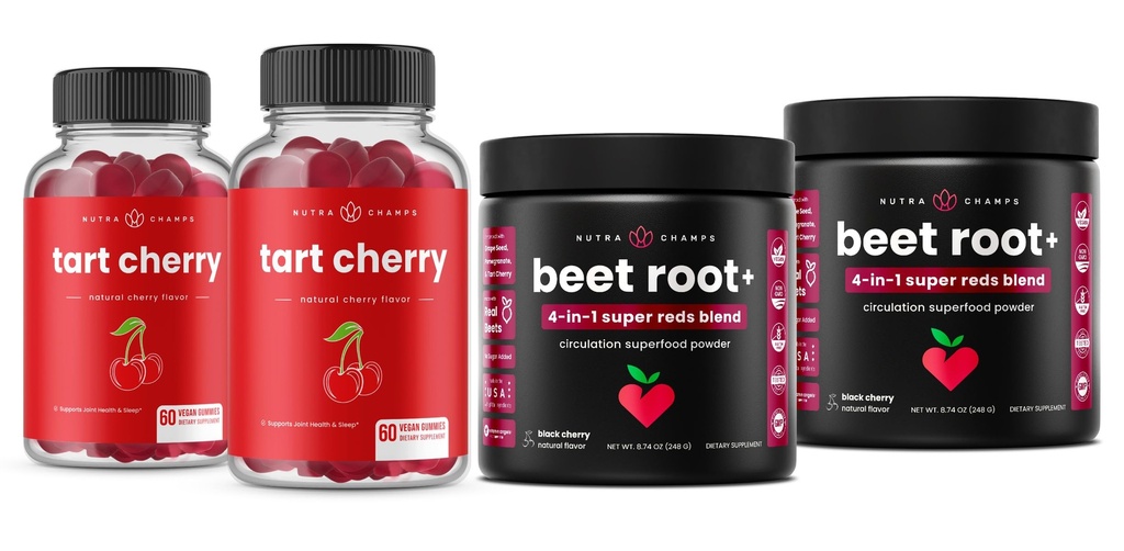 NutraChamps Tart Cherry Gummies & Beet Koren prah