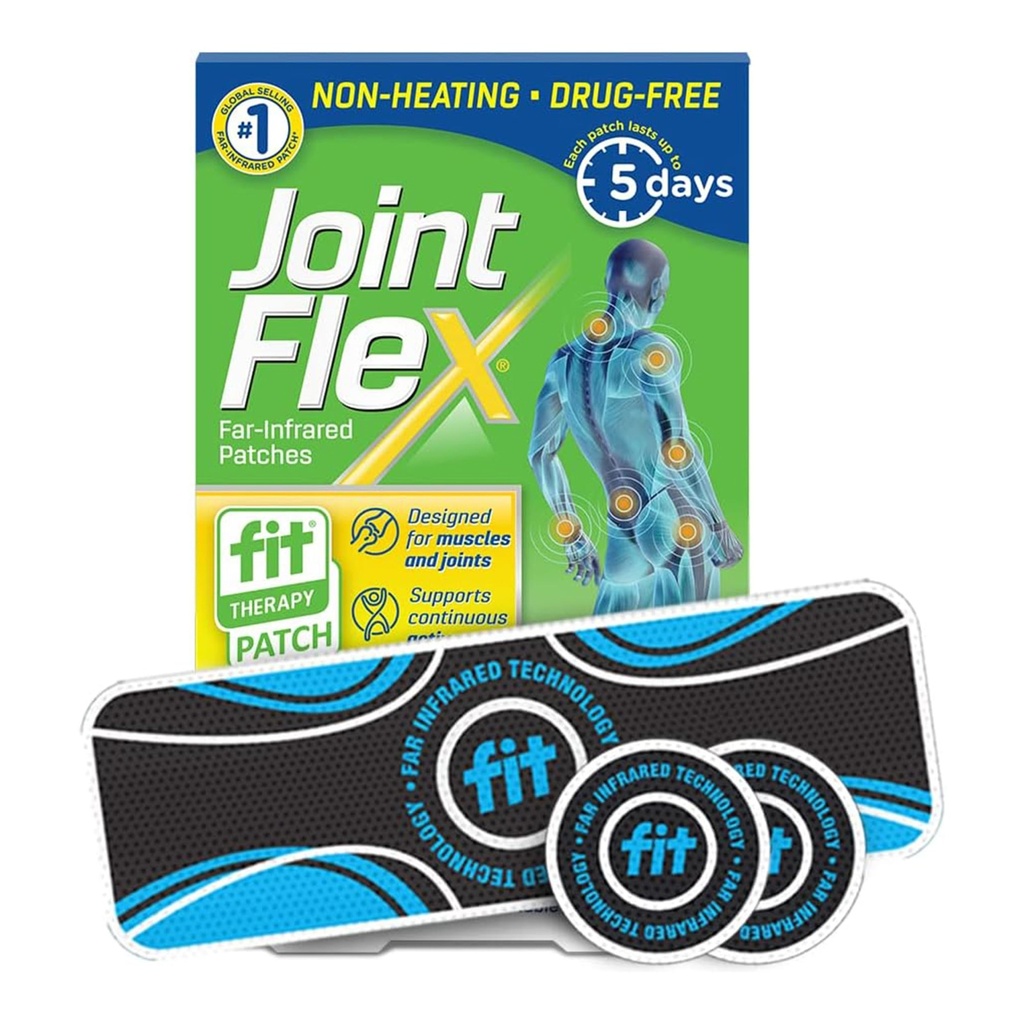 JointFlex FIT terapija Far Infrared Patch Trial Pack, Podpira neprekinjeno aktivno mobilnost mišic in sklepov, do 5 dni/Patch, voda odporna, neogrevanje, brez zdravil- 3-ct, 1 pravokotno/2 krog